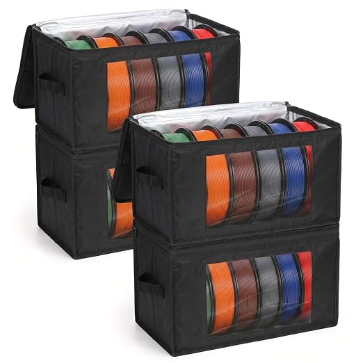 Waterproof Lining & Zipper 3D Filament Storage - Holds up to 24 Spools, 3D Printing Printer Accessories Square Filament Storage Dry Box for Home Office Studio, 16''Lx7.8''Wx8''H, 4pcs