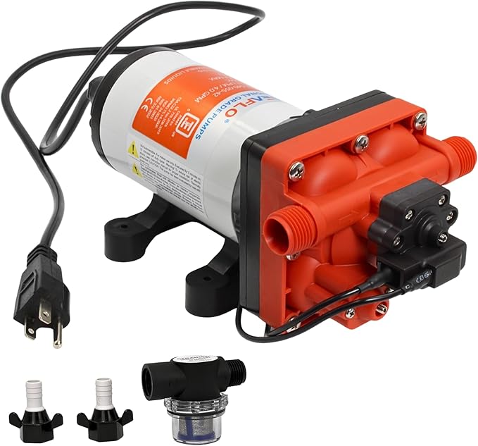 SEAFLO 42 Series 110V AC Water Pressure Pump, 115V AC, 4.0 GPM, 55 PSI, Self-Priming, On Demand, NSF UL CSA for RV/Marine/Industrial Water Systems – CE & RoHS Certified, UL Listed, 4-Year Warranty