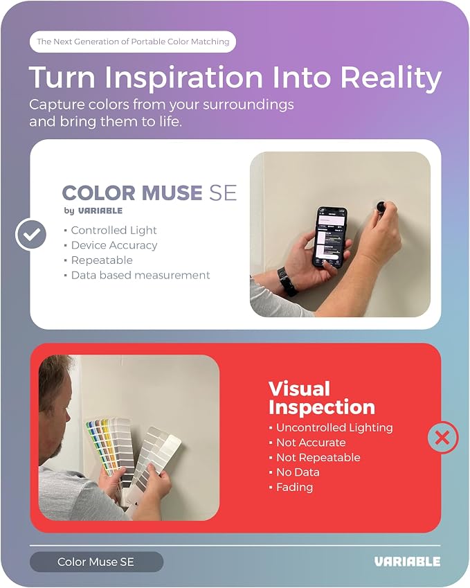 COLOR MUSE SE Colorimeter, Paint Color Matching Tool, Portable Digital Color Values, Reader, Sensor, Identify Closest Matching Paint and Scanner Device for Painters, Designers