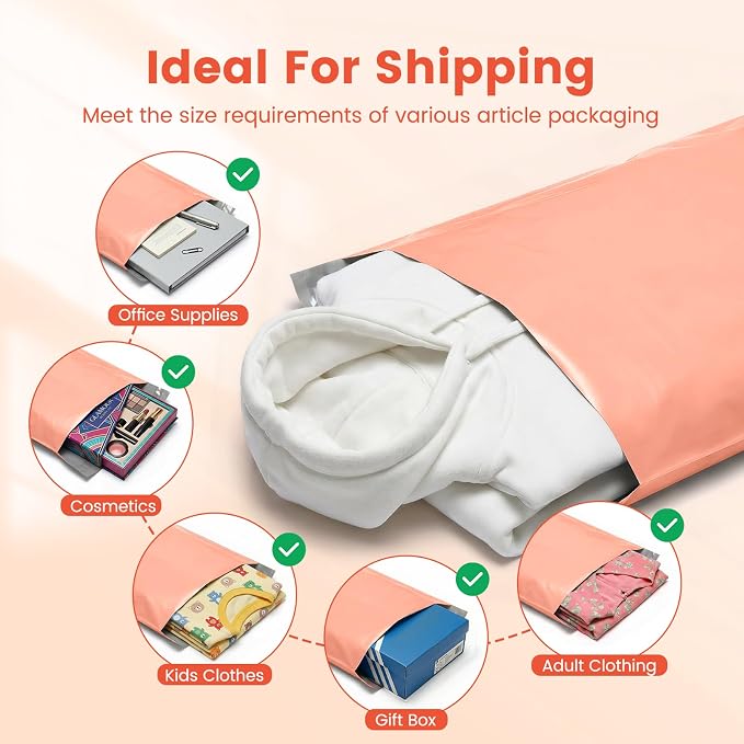 Metronic Poly Mailers 14.5x19 400 Pack, Heavy Duty Shipping Bags Bulk Self Seal Waterproof Tear Resistant Large Mailing Envelopes, Packaging bags for Small Business, Boutique, Clothing, Peach Pink
