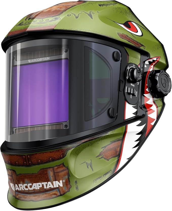 ARCCAPTAIN Auto Darkening Welding Helmet with Side View, 180° Panoramic View, 1/1/1/1 True Color Large Viewing Welding Hood with 4 Arc Sensor Solar Powered, Wide Shade 4/5-9/9-13 for TIG MIG ARC CUT