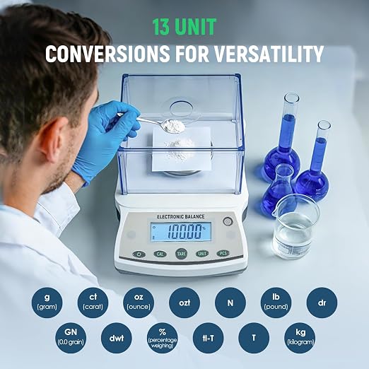 Antstone Lab Scale 500g x 0.001g Accuracy Digital Scientific 1mg Scale Laboratory Precision Analytical Balance with Windshield 001 Gram Readability Digital Jewelry Weighing Scale with 200g Weight