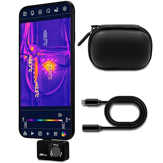 Android Thermal Camera 512x384 for Home HVAC Inspection | 256x192 IR, -4°F~1022°F, 2.8" LCD, for electrical, plumbing, automotive, DIY diagnostics