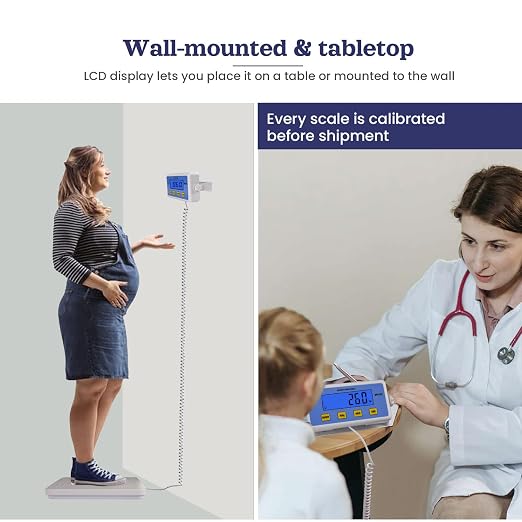 Professional Physician Scale, 440 lb Capacity for Medical & Wrestling | High-Precision Sensor, Easy-Read LCD Display, Hold & Tare Functions, lb/kg Switch, Stainless Steel Base