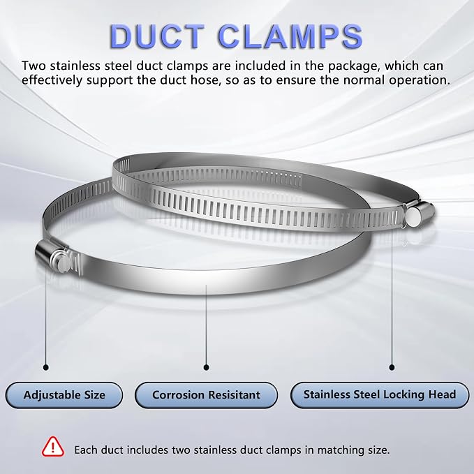14 Inch Flexible Ducting Hose 16 Feet Black Aluminum Ducting -4 Layer Protection Dryer Vent Hose for HVAC Heating Cooling Ventilation and Exhaust, 2 Clamps Included