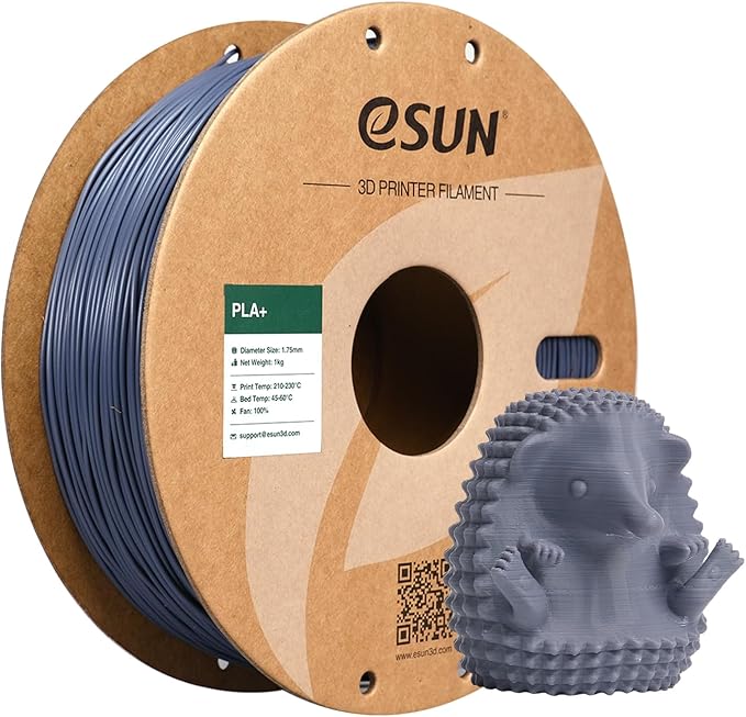 eSUN PLA+ Filament 1.75mm, 3D Printer Filament PLA Plus, Dimensional Accuracy +/- 0.03mm, 1KG Spool (2.2 LBS) 3D Printing Filament for 3D Printers, Grey
