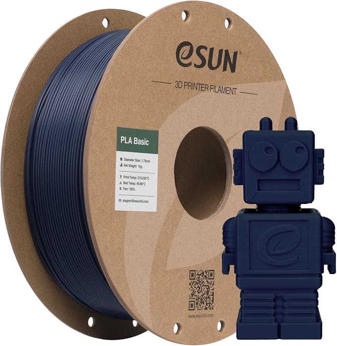 eSUN PLA Basic Filament 1.75mm, 3D Printer Filament High Speed PLA for Fast Printing, 1KG Spool (2.2 LBS) 3D Printing Filament for High Speed 3D Printers, Dark Blue