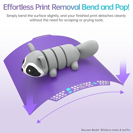 BIQU CryoGrip Pro Glacier Build Plate for Bambu-Lab X2D P2S P1S P1P X1C X1E A1 3D Printers, Double-Sided Fine Textured Spring Steel Sheet, Firm Adhesion, 257x257mm, Purple