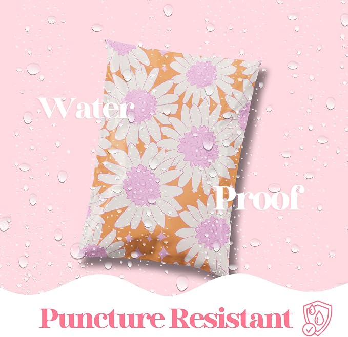 Pretty Package Store Poly Mailer 10x13, Pink Blooms Flowers, 100 Pack | Heavy Duty, Waterproof, Self Seal, Tear Resistant, Shipping Bags for Small Business Packaging, Bulk Mailing Envelopes