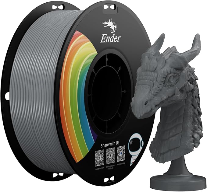 Creality Ender PLA Filament for 3D Printers 1kg Spool (2.2lbs) Accuracy +/- 0.02mm 3D Printer Filament (018-grey Pla+)