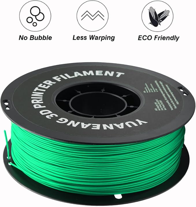 ABS 3D Printer Filament 1.75mm Green, 1kg Spool, Strong & Durable ABS Material, High Heat Resistance, Low Warping, ±0.03mm Precision, Ideal for Functional Parts, Prototypes