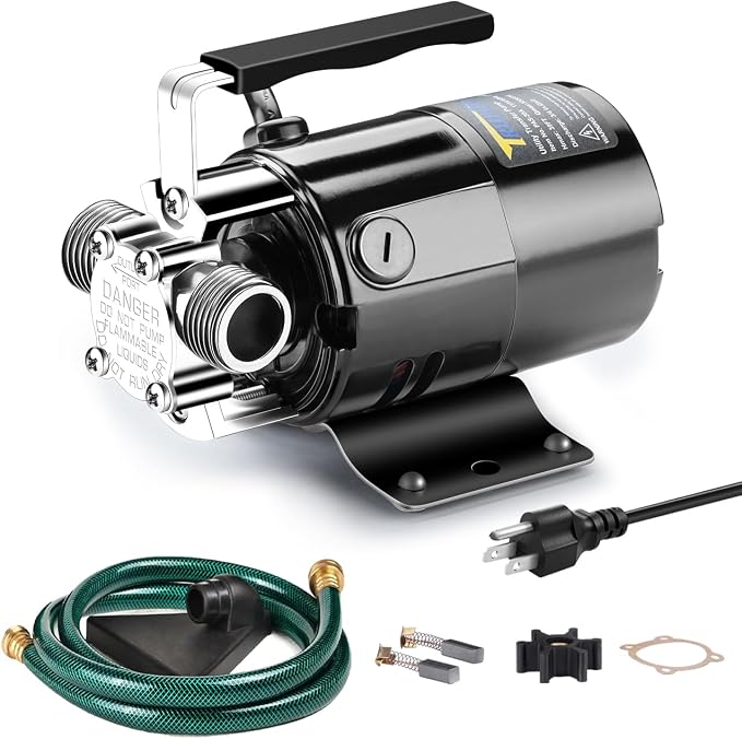 Trupow Water Transfer Pump, 115V 1/10HP 330GPH Electric Utility Water Pump with 6ft Water Hose Kit, Portable Small Water Pump For Pool Draining, Removing Water From Rain Barrel, Aquariums, etc.