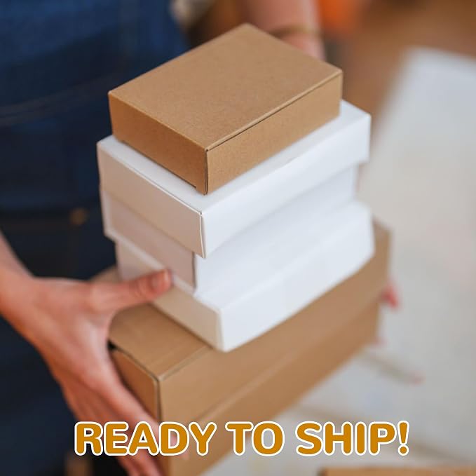 300 Pack 6" x 4" x 1.5" Small Shipping Boxes, Corrugated Mailers Kraft Cardboard Packaging Boxes for Mailing, Crafting, and Small Business Supplies, Brown