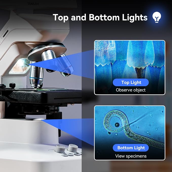 TOMLOV DM301 Max Microscope for Kids Students Adults with X-Y Stage, Digital Microscope Camera with 7" Screen, TV & PC Display, Wireless Biological Lab Scope for School Home Education with Slides