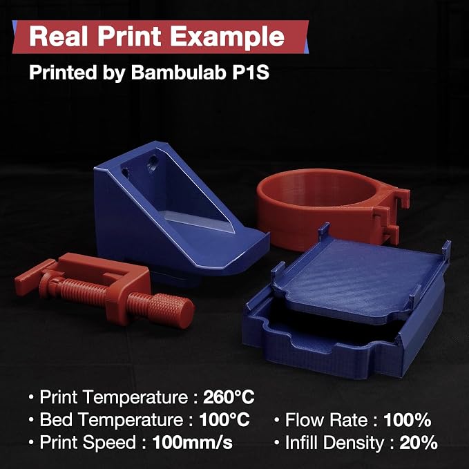 YXPOLYER Nylon Filament PA6 Red Easy PA 3D Printing Filament 1.75mm 1kg | Easy to Print, AMS Compatible Spool, Engineering-grade, Low Warp, FDM Printers, Pre-dried, High Speed Low Temp Printing