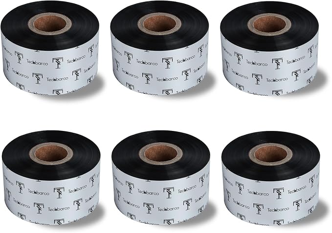 6 Rolls 1.57" x 1476' Premium Enhanced Wax Thermal Transfer Ribbon, 40mm x 450m Black Industrial Barcode Label Printer Ribbon - Compatible with Zebra, TSC, GoDex, Citizen, 1" Core