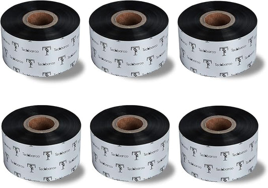 6 Rolls 1.57" x 1476' Premium Enhanced Wax Thermal Transfer Ribbon, 40mm x 450m Black Industrial Barcode Label Printer Ribbon - Compatible with Zebra, TSC, GoDex, Citizen, 1" Core