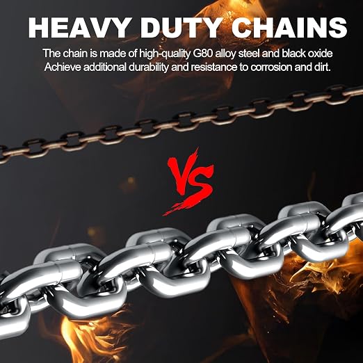 Hand Chain Hoist, 1/4 Ton (550 Lbs) Capacity, 5 FT Lift, Manual Chain Block with G80 Alloy Steel Chain & 2 Heavy Duty Hooks, for Garage, Warehouse, Construction