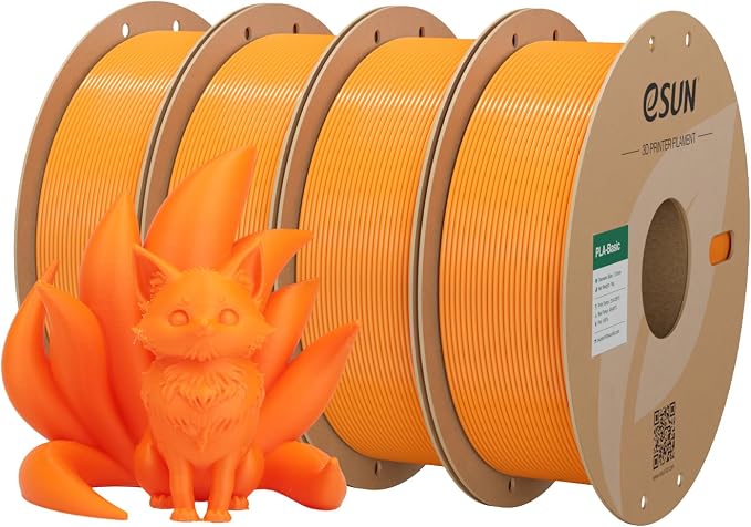 eSUN PLA Basic Filament 1.75mm Orange, 1KG Spool (2.2 LBS) 3D Printer PLA Filament, Fits for Most FDM 3D Printers, 4PCS Bundle Set