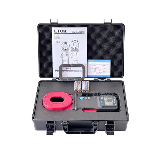 ETCR2000A Digital Clamp Ground Earth Resistance Meter Tester 500Ω | Non-contact clamp-on design enables fast loop resistance measurement without disconnecting ground wires, with 55mm×32mm jaw