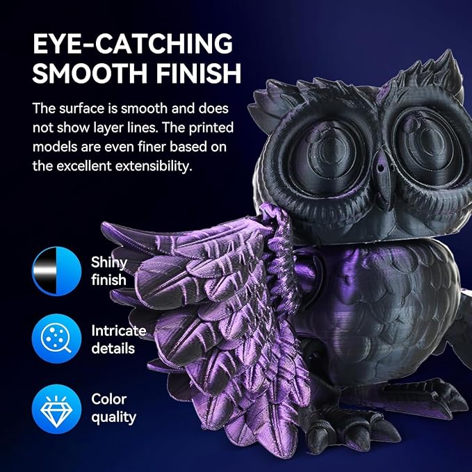 JAYO Silk Dual Color PLA Filament 1.75mm Black-Purple 1.1kg, Shiny Gradient Dual-Tone PLA, High Gloss Finish, Easy to Print, Layer Concealing, Fits for Most FDM 3D Printers