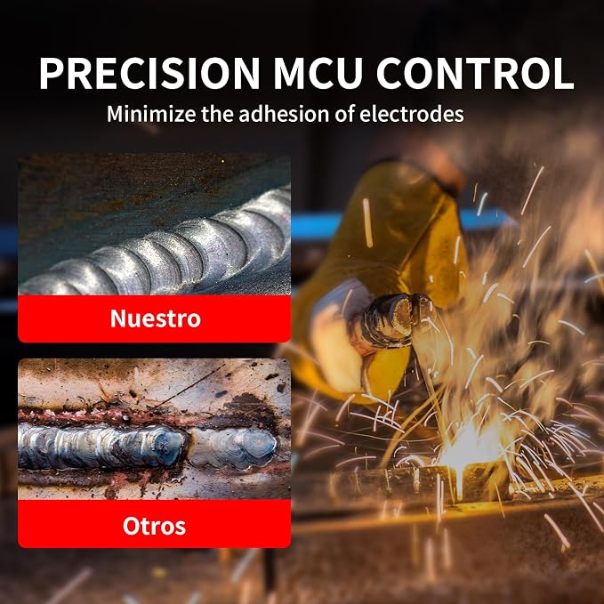 PONEY 140A MIG Welder 110V/220V - 5 in 1 Portable Dual knobs | Gasless MIG/MAG/FLUX/TIG/MMA Welding Machine, Synergic Control, IGBT Inverter & LED Display, Dual Voltage,Dual knobs