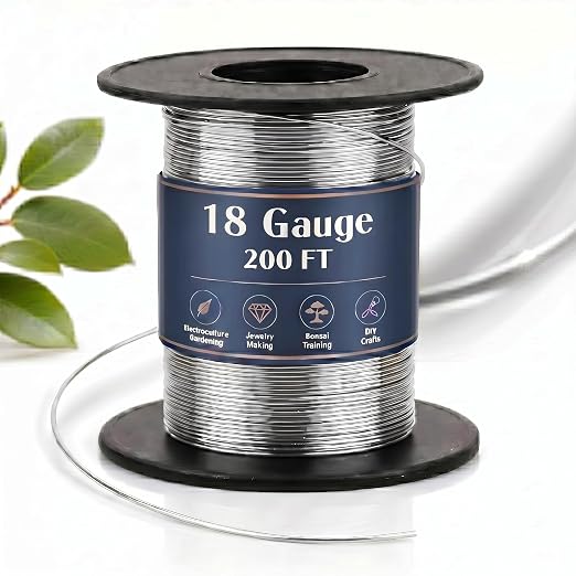 Therwen 200ft 18 Gauge Stainless Steel Wire for Gardening, Electroculture, Bonsai, Jewelry Making Beading DIY Craft Pure Bare Stainless Steel Wire Spool