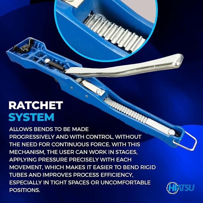 Hiatsu Tube Bender Kit for HVAC & Refrigeration – Ratcheting Copper/Aluminium Tube Bender with 7 Dies (1/4–7/8 in) – Lightweight Fiber Jaws, Heavy-Duty Carrying Case