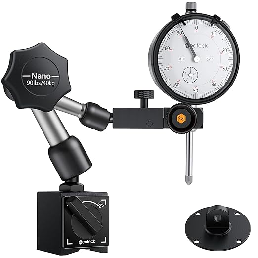 Neoteck Dial Indicator 0-1”/0.001” with 90lbs/40kg Magnetic Base,Imperial Dial Test Indicator Gauge Set for Lathe,3D Printer,CNC,Automobile,Laboratory