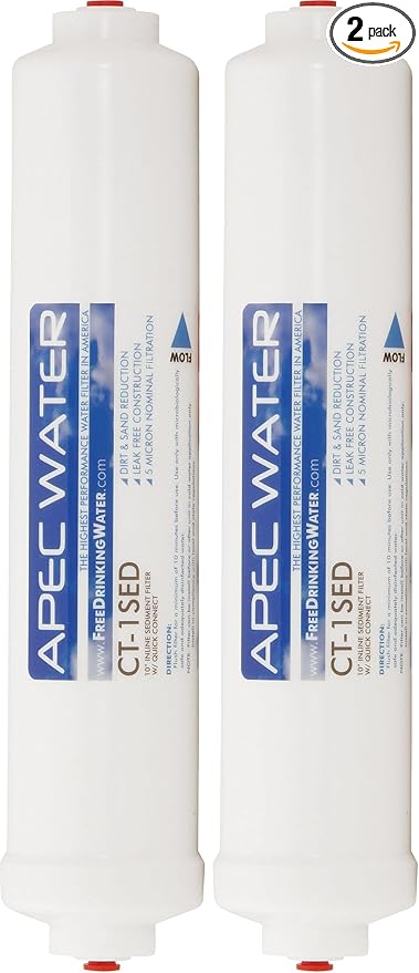 APEC Water Systems ULTIMATE US Made Stage 1, 10", High Capacity Sediment Replacement Filter With 1/4" Quick - Connector (CT-1SED) (Pack of 2)