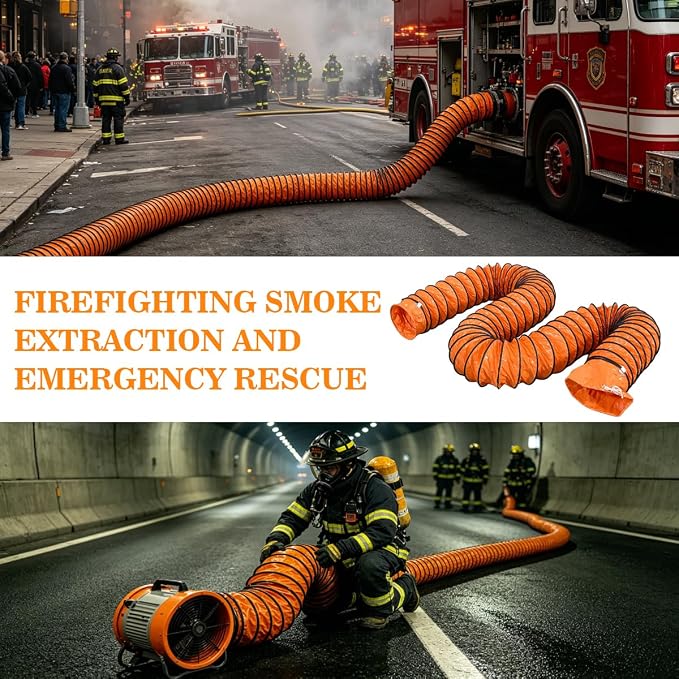 Flexible Ventilation Duct Hosing:12 inch 33FT Portable Ducting Hose for Exhaust Fan with D-ring Vent Pipe Ducting Hose PVC for Garage Basement Tunnel Utility Welding Dust Smoke Ventilation