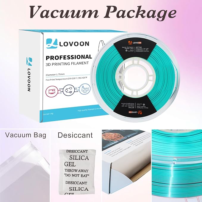 LOVOON 3D Printing Filament PLA, Silk Multicolor PLA Filament 1.75mm,DualColor Change by Angle Filament,Fit Most 3D Printer& 3D Pen,Silk Teal/Coral(Blue/Pink), 1KG(2.2lbs)/Spool