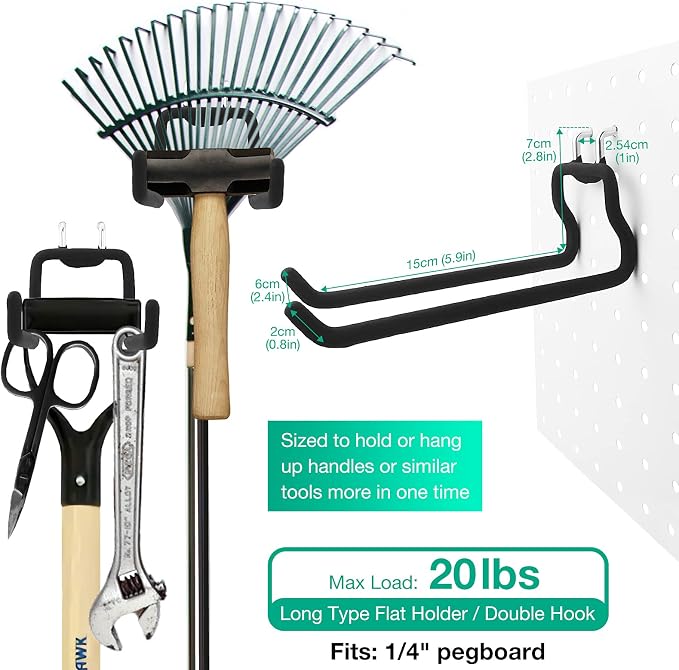 1/4-inch Pegboard Accessories Organizer Kit Total 24 Pieces Set, 20 Pack Heavy Duty Pegboard Hooks and 4 Pack Peg Baskets, Pegboard Hooks Assortment for Garage Craft Workshop Workbench Hobby Office