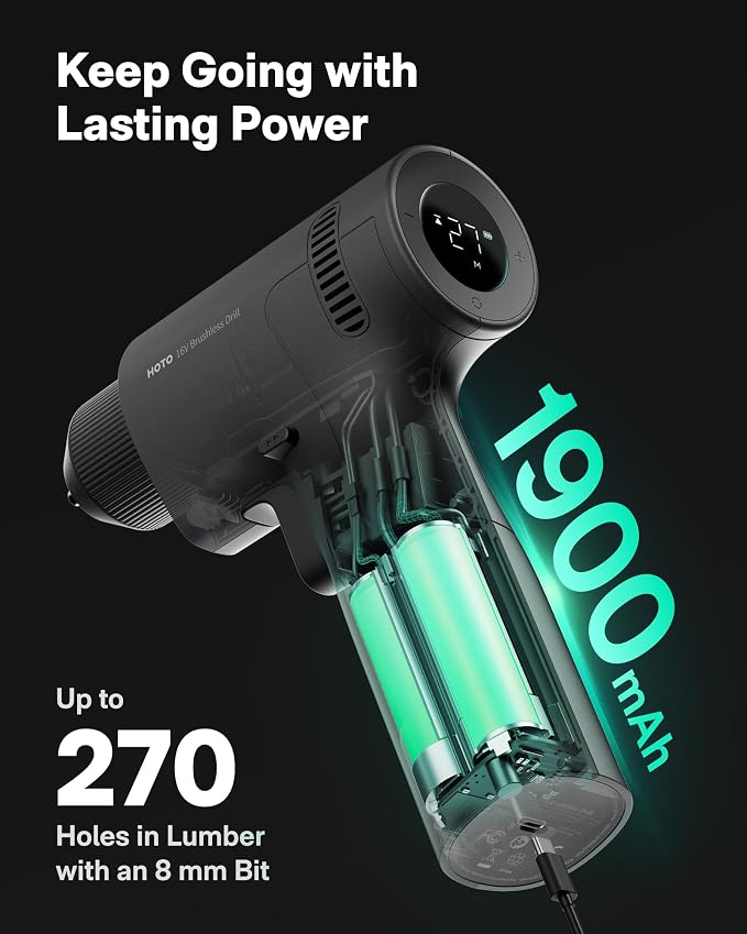 HOTO 16V Brushless Power Drill +PixelDrive Electric Screwdriver