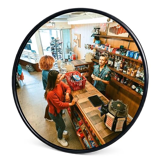 BESEA 18 Inch Convex Traffic Mirror, Wide Angle Blind Spot Safety Mirror, Wall Mounted Security Mirror for Garage, Driveway, Warehouse, Store and Office