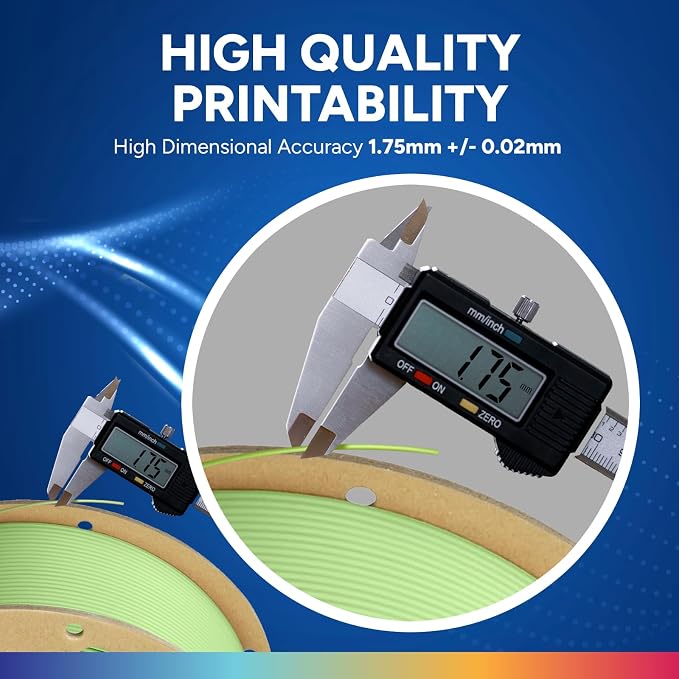 OVERTURE PLA Plus (PLA+) Filament 1.75mm, Stronger & More Durable, Professional Toughness 3D Printer Filament 1kg (2.2lbs), High Precision +/- 0.02mm, Tangle-Free (Light Green)