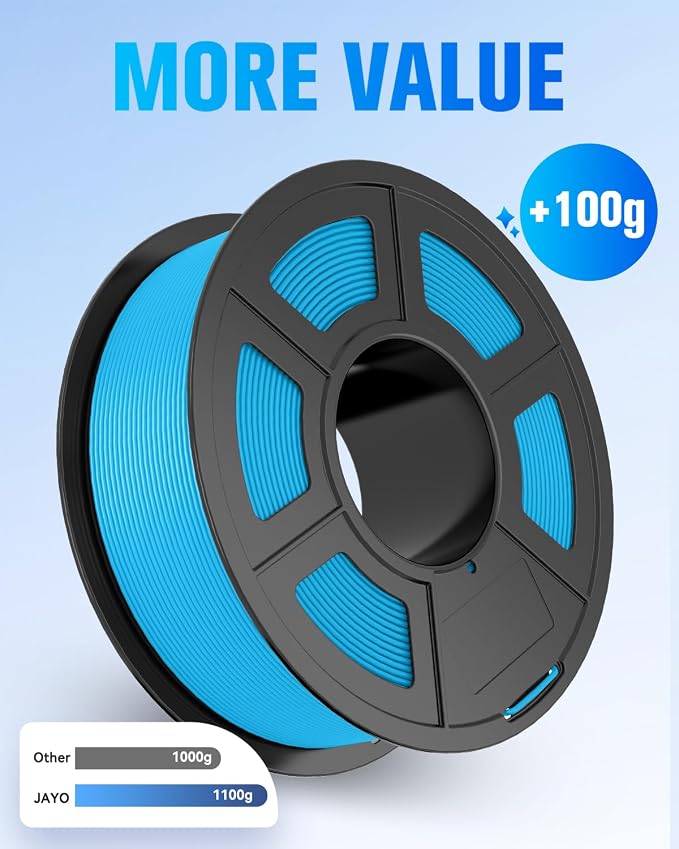 JAYO Glow in the Dark PLA Filament 1.75mm, Blue Luminous Effect for Decorative 3D Printer Filament, 1.1kg Spool(2.4lbs), Compatible with Most FDM Printers