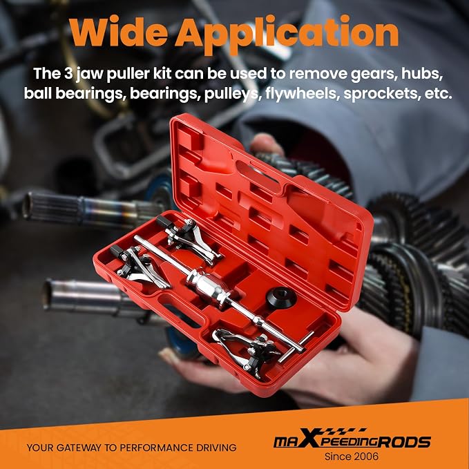 maXpeedingrods 3 Jaw Gear Bearing Slide Hammer Puller Set, 5PCS Universal Internal & External Gear Pulley Puller Set for Pulling Out Gear Bearings