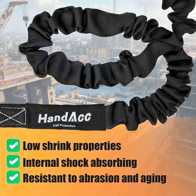 Fall Protection Safety Belt With Shock Absorbing Lanyard, Full Body Construction Protection Fall Arrest ANSI Compliant