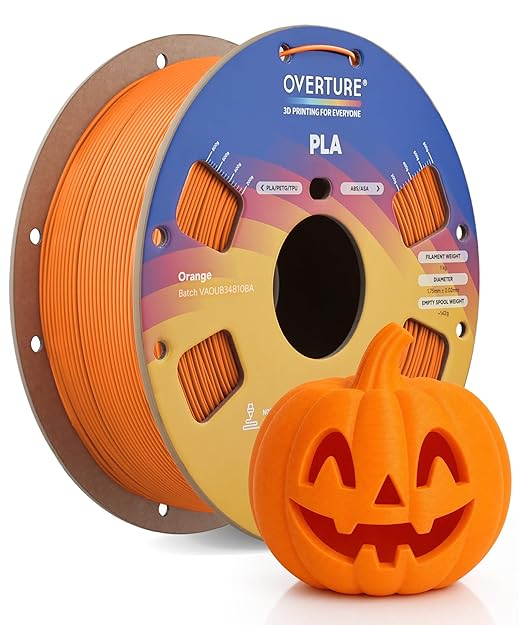 OVERTURE High Speed PLA Filament 1.75mm, Neatly Wound 3D Printer Filament 1kg Spool (2.2lbs) Rapid PLA, Dimensional Accuracy +/- 0.02 mm, Fit Most FDM 3D Printers (Orange)