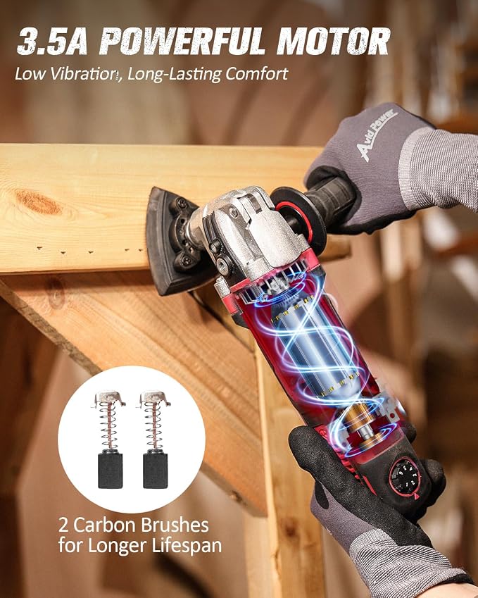 AVID POWER Oscillating Tool, 3.5-Amp Oscillating Multi Tool with 4.5° Oscillation Angle, 6 Variable Speeds and 11 pcs Saw Accessories, Auxiliary Handle
