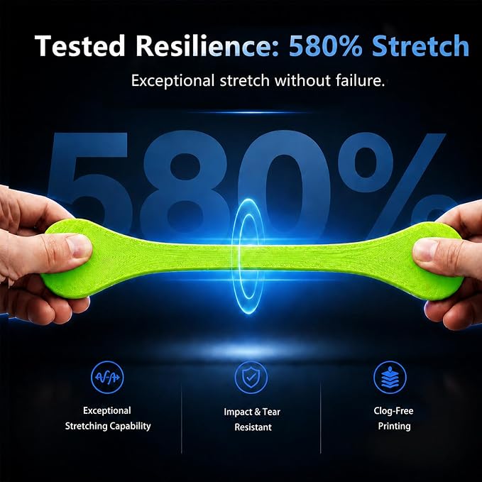 Siraya Tech Flex TPU Filament - 85A Shore, ISO 10993 Tested, High Flexibility & Toughness, High Flow & Speed, Moisture-Resistant Aluminum Bag - for Footwear, Wearables, Protective Gear (Green, 1kg)