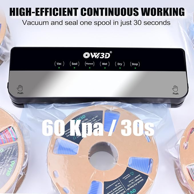 3D Filament Vacuum Sealer for Filament Storage Bags, Auto Completely Sealed, No air Leakage, 3D Printer Filament Storage Bags 30Pcs Vacuum Sealed Kit with 30 Desiccants