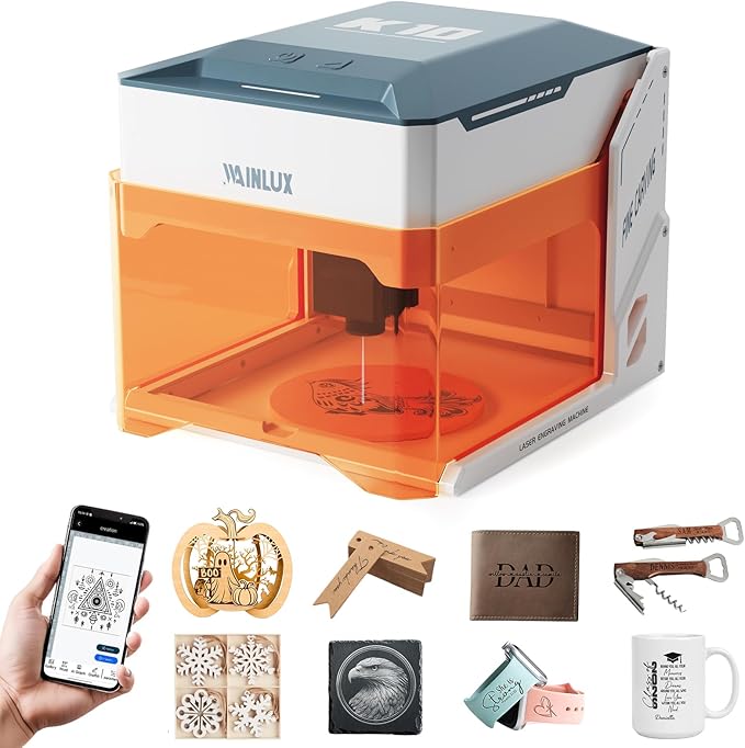WAINLUXPRO Laser Engraver, 3000mW Engraving Machine, 0.01mm Precision, 80x80mm Work Area, WiFi & Offline Control, Class 1 Eye-Safe for Wood Leather Plastic Paper, DIY Tool