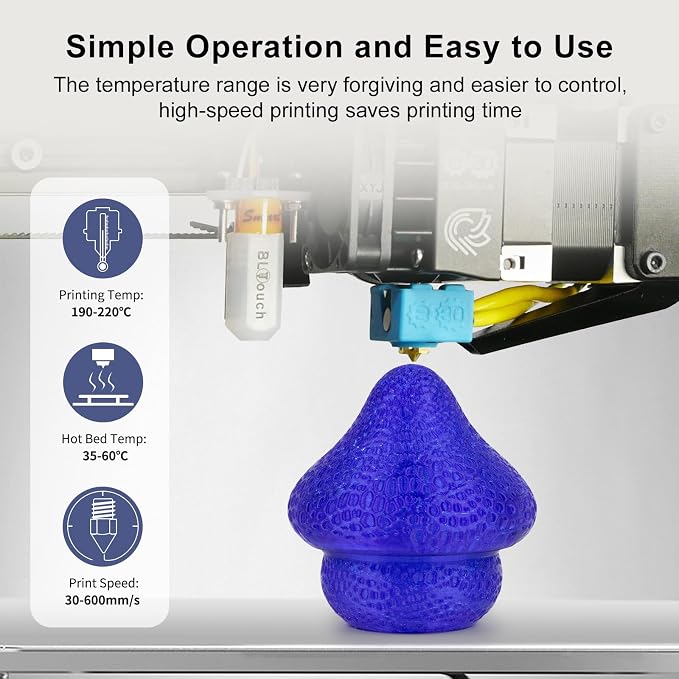 IEMAI Clear PLA Filament 1.75mm Blue 1kg, Glossy Transparent Finish 3D Printer Filament Up to 600mm/s High Speed Printing for Lampshades, Home Décor & Creative DIY
