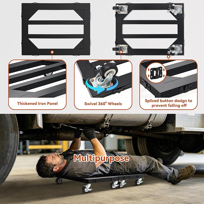 Nefish 1 Pack Furniture Moving Dolly Heavy Duty 1000 Lbs Connectable Iron Furniture Movers with Wheels 16" X 12" All Steel Flat Dolly for Moing Boxes,Home, Appliances