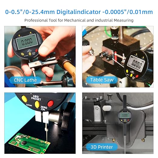 Precision Digital Dial Gauge,Dlectrical Digital Indicator Accuracy of 0.001mm/0.00005 "Metric and Imperial Measure Tool Electronic Dial Gauge with A Range of 25.4mm,for 3D Printing,CNC Machine