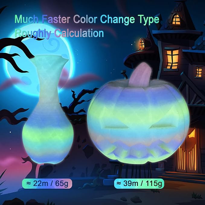Glow in Dark Fast Color Change Rainbow PLA 3D Printing Filament, Tidy Winding 1.75mm PLA, Widely Fit for 3D Printer; 1KG 2.2LBS Cardboard 3D Printing Material, Glowing in Dark Multi Colored