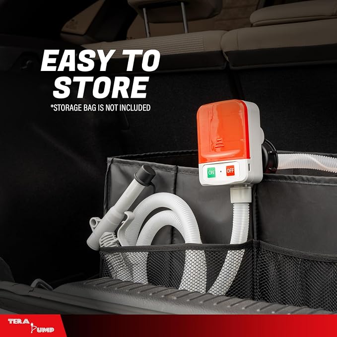 TERA PUMP Dual Power Auto Stop Liquid Transfer Pump | 3.2 GPM, AA Battery or USB-C Powered, 54" Durable PE Hose, Nozzle Cap, For Gasoline & Diesel