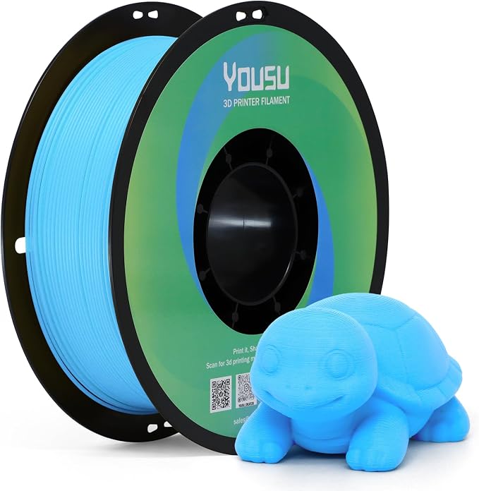 YOUSU Matte PLA Filament 1KG, 3D Printer Filament Dimensional Accuracy +/- 0.02mm, Higher Toughness, No Clogging, 1.75mm Plastic Spool, Light Blue